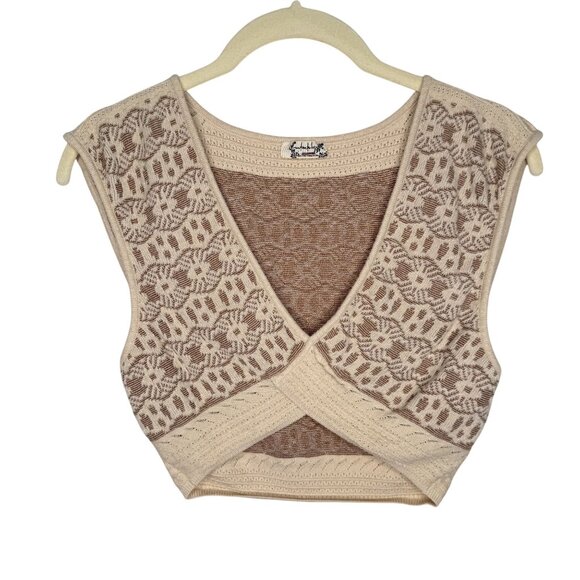 Intimately Free People Beige Crochet Knit Sleeveless Crop Top, S - Picture 1 of 7